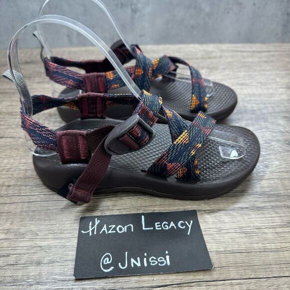 Chaco~Kids Z/1 EcoTread Footwear~Burgundy Multicolor Sandals~Size 1 - Picture 2 of 7